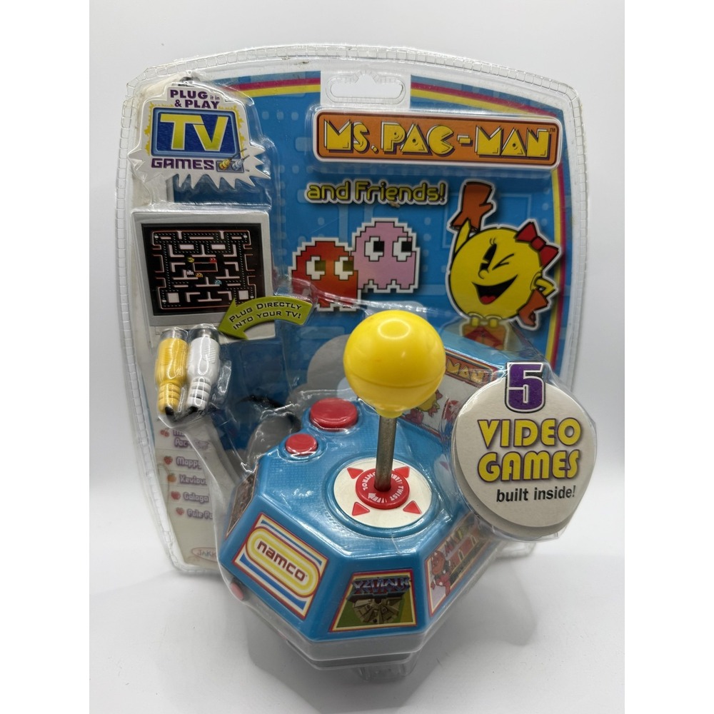 JAKKS Pacific Ms Pac-Man And Friends Plug & Play TV Games 5-in-1 Blue Joystick